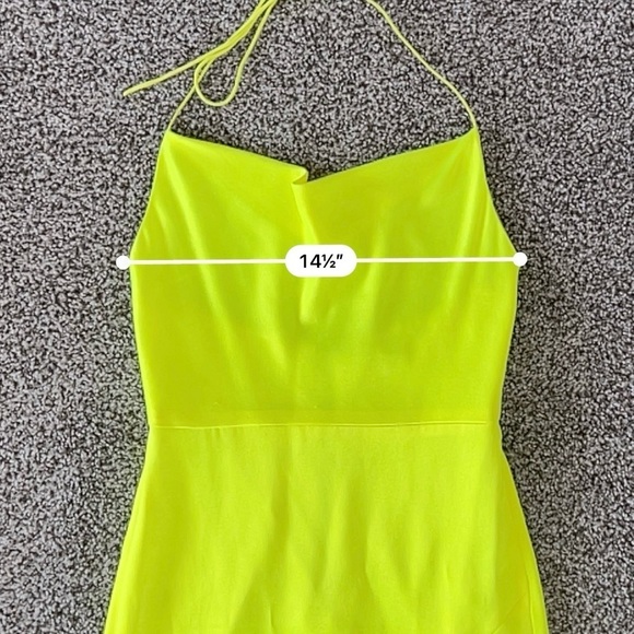 Alice + Olivia Eliza Neon Yellow Slip Dress – Silky Y2K Wedding Guest Party - Picture 14 of 16
